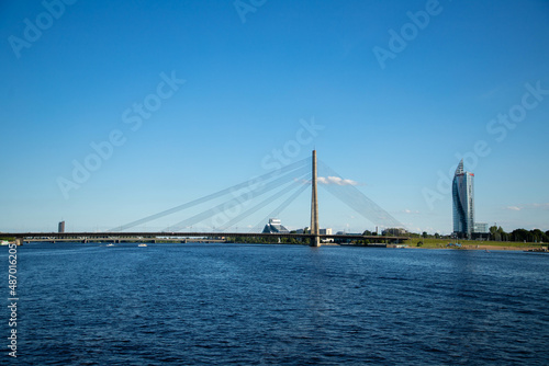Cable-stayed bridge in Riga, Latvia.