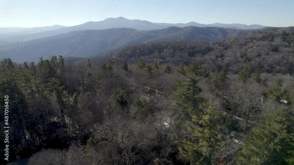 Grandfather Mountain in the distance winter aerial from Blowing Rock, NC Grandfather Mountain in the distance winter aerial from Blowing Rock, NC