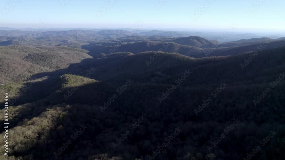 aerial tilt up winter mountains near blowing rock nc, north carolina aerial tilt up winter mountains near blowing rock nc, north carolina