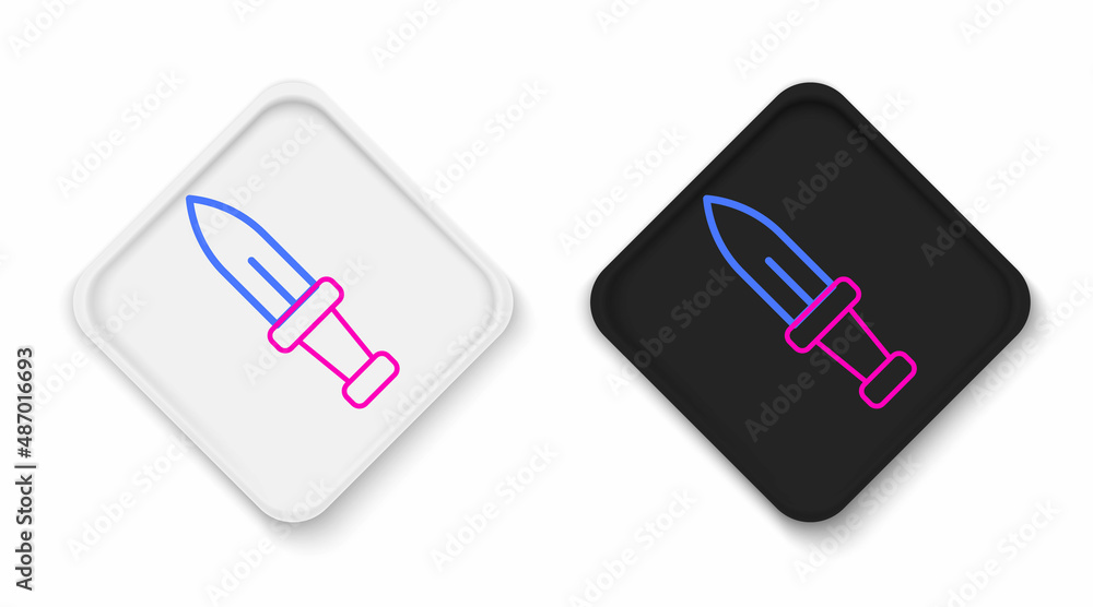 Line Dagger icon isolated on white background. Knife icon. Sword with sharp blade. Colorful outline concept. Vector Line Dagger icon isolated on white background. Knife icon. Sword with sharp blade. Colorful outline concept. Vector