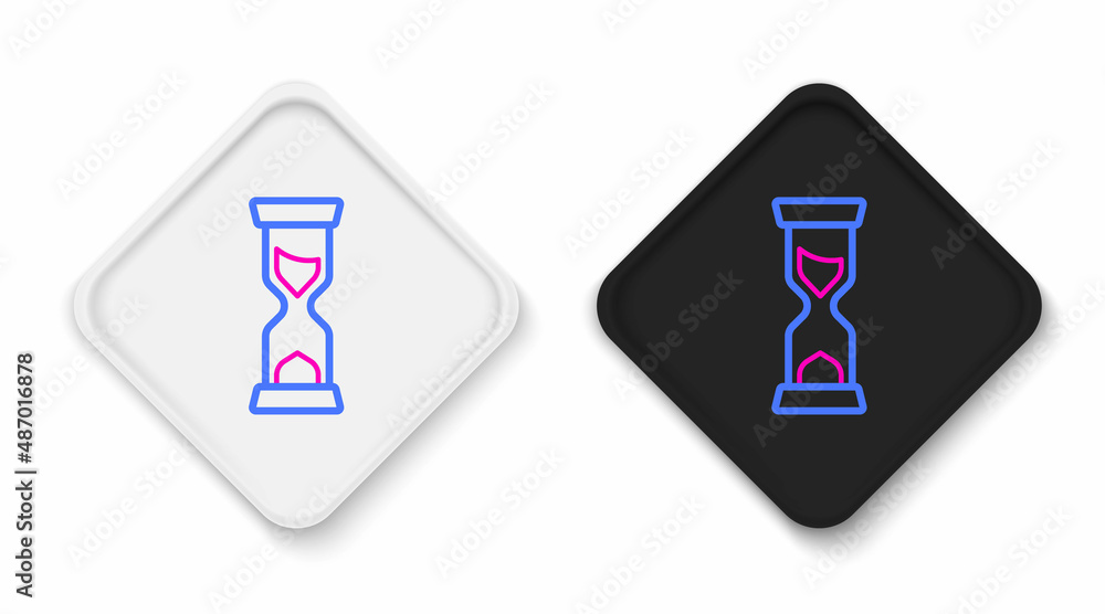Line Old hourglass with flowing sand icon isolated on white background. Sand clock sign. Business and time management concept. Colorful outline concept. Vector Line Old hourglass with flowing sand icon isolated on white background. Sand clock sign. Business and time management concept. Colorful outline concept. Vector