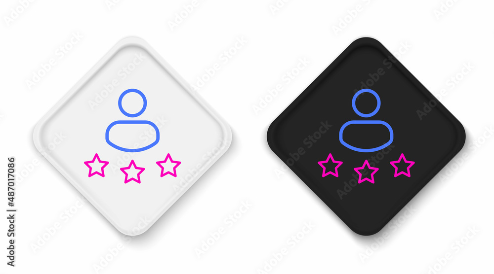 Fototapeta premium Line Consumer or customer product rating icon isolated on white background. Colorful outline concept. Vector