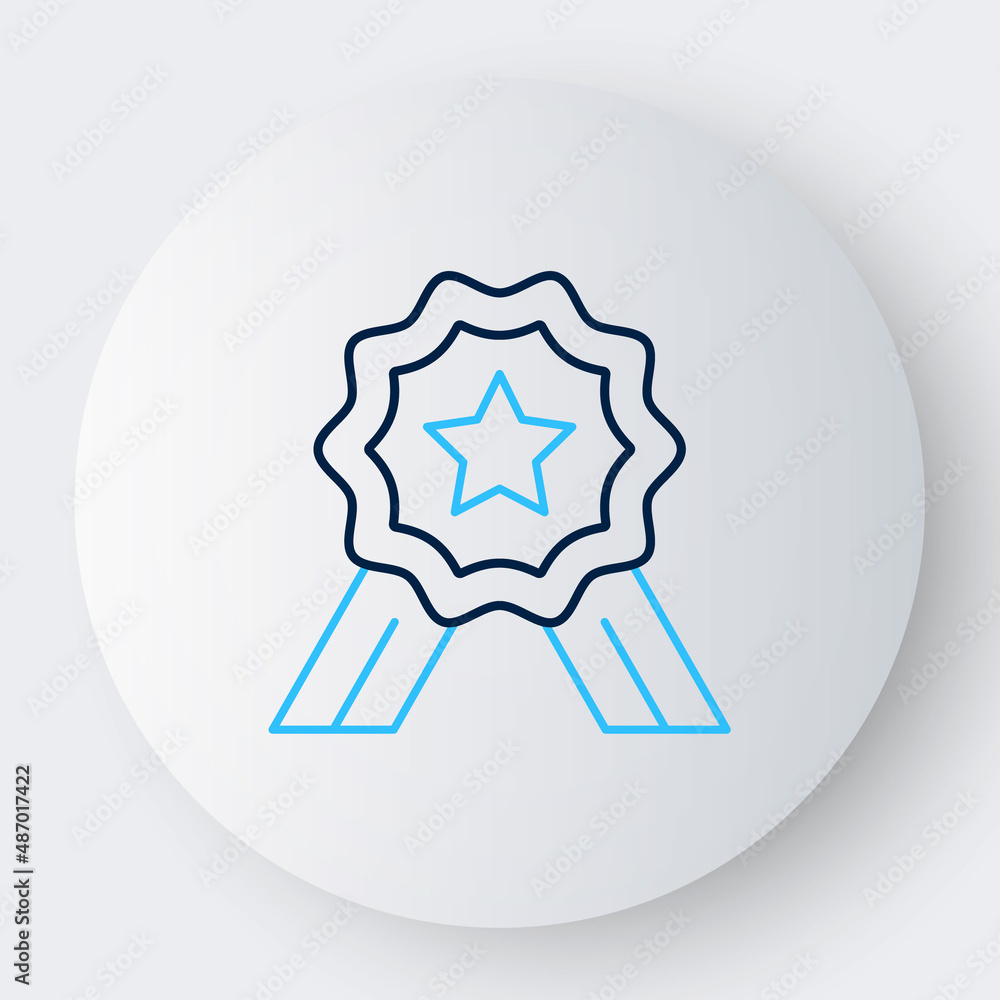 Line Five stars customer product rating review icon isolated on white background. Favorite, best rating, award symbol. Colorful outline concept. Vector Line Five stars customer product rating review icon isolated on white background. Favorite, best rating, award symbol. Colorful outline concept. Vector