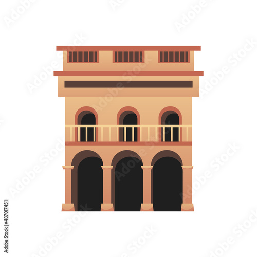 Cuba colonial architecture building flat cartoon vector illustration isolated.