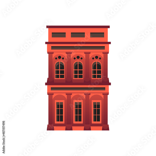 Havana vintage old Cuba house facade flat vector illustration isolated.