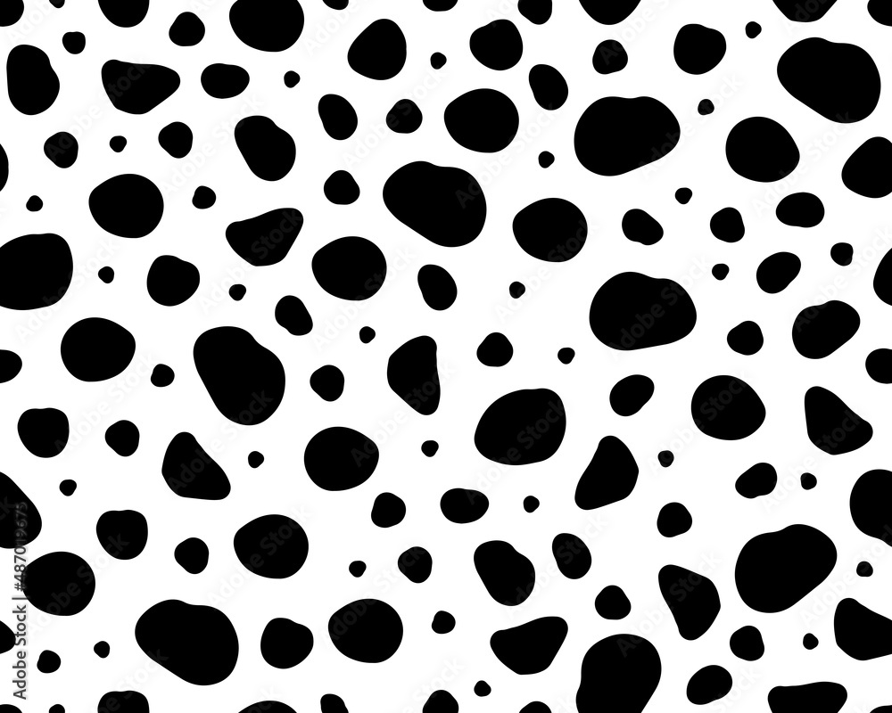 Dalmatian seamless pattern. Black uneven spots animal print. Abstract background with black and white circles. Vector background Dalmatian seamless pattern. Black uneven spots animal print. Abstract background with black and white circles. Vector background