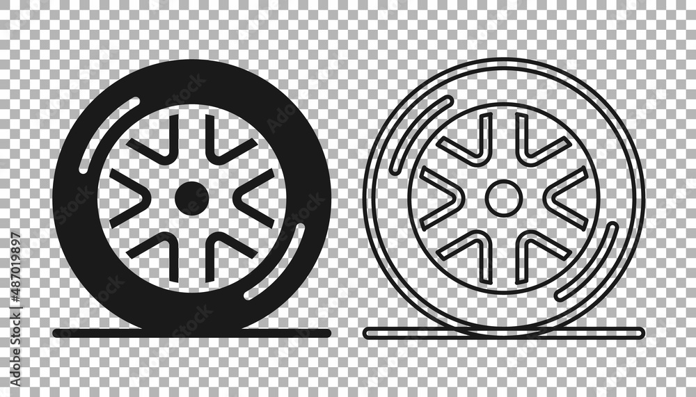 Black Car wheel icon isolated on transparent background. Vector Black Car wheel icon isolated on transparent background. Vector