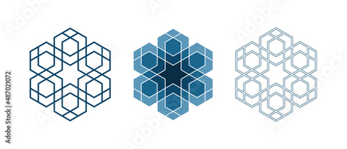 Set of Islamic traditional rosettes for greetings cards decoration and design isolated on white backgrounds. Vector illustration.