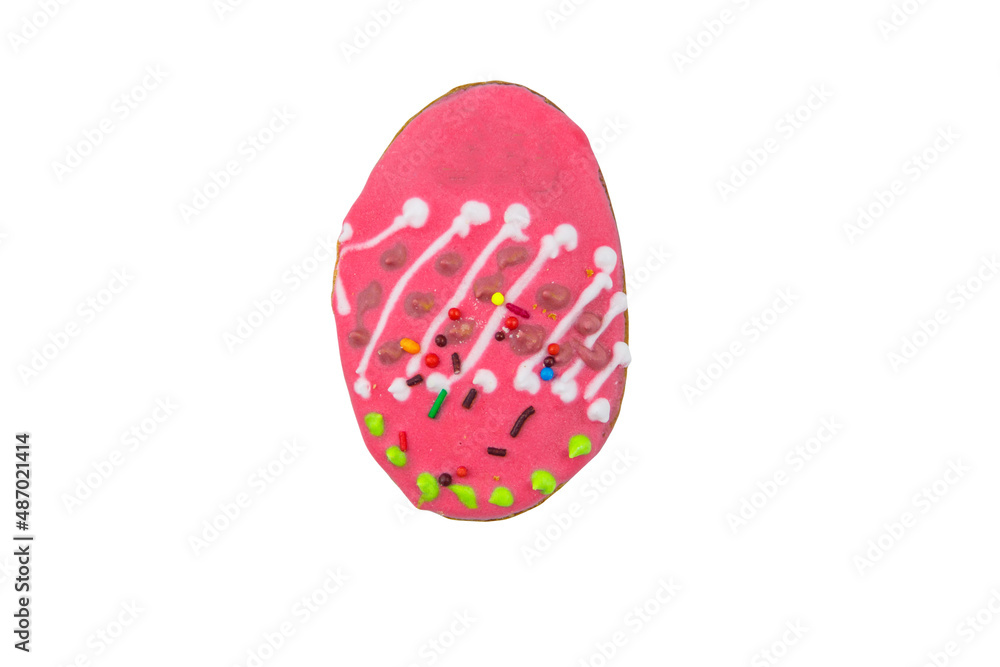 Egg shaped easter gingerbread cookie isolated on white background Egg shaped easter gingerbread cookie isolated on white background