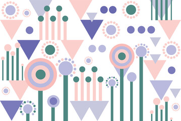 Wandcirkels Pantone 2022 very peri Geometrische tuin met bloemen en planten  © Chakraborty