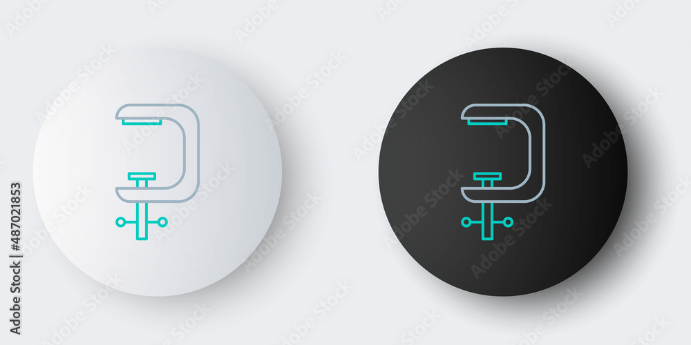 Line Clamp and screw tool icon isolated on grey background. Locksmith tool. Colorful outline concept. Vector Line Clamp and screw tool icon isolated on grey background. Locksmith tool. Colorful outline concept. Vector