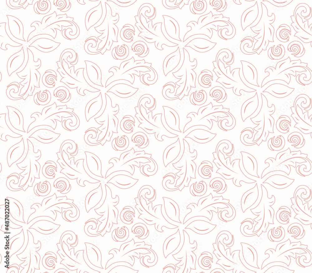 Floral vector ornament. Seamless abstract classic background with flowers. Pattern with pink repeating floral elements. Ornament for wallpaper and packaging Floral vector ornament. Seamless abstract classic background with flowers. Pattern with pink repeating floral elements. Ornament for wallpaper and packaging
