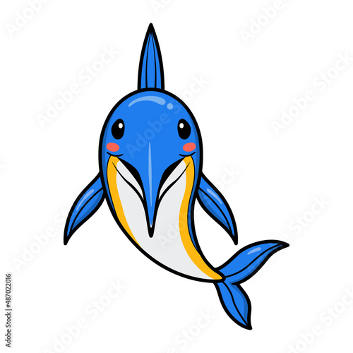 Cute little marlin cartoon posing