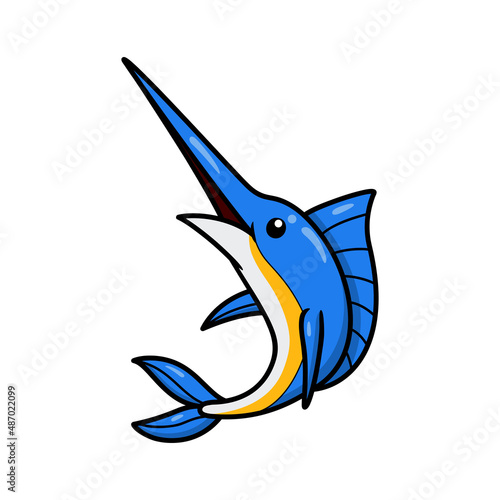 Cute little marlin cartoon posing
