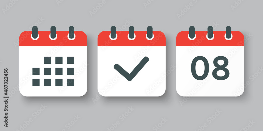 Vector icon page calendar number 8, done, agenda Vector icon page calendar number 8, done, agenda