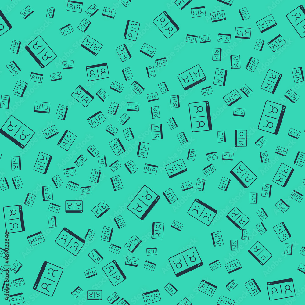 Black Video chat conference icon isolated seamless pattern on green background. Online meeting work form home. Remote project management. Vector Black Video chat conference icon isolated seamless pattern on green background. Online meeting work form home. Remote project management. Vector