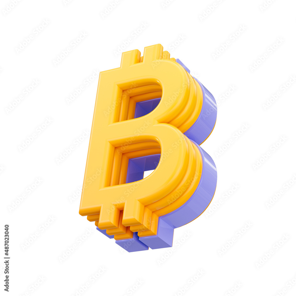 bitcoin currency icon 3d render concept on white background bitcoin currency icon 3d render concept on white background