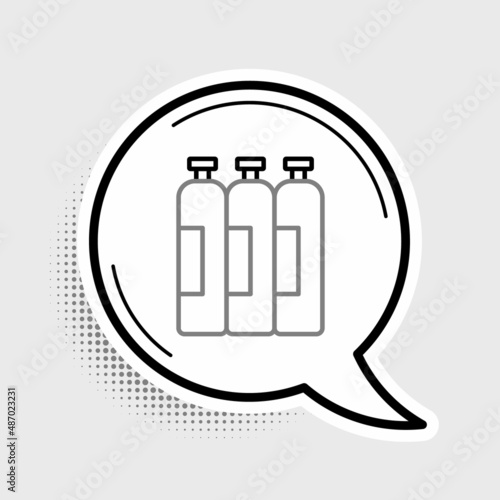 Line Industrial gas cylinder tank for all inert and mixed inert gases icon isolated on grey background. Colorful outline concept. Vector