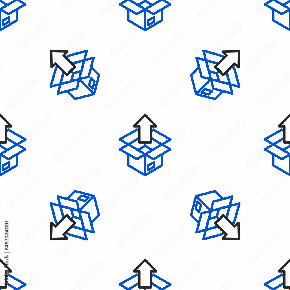 Line Unboxing icon isolated seamless pattern on white background. Colorful outline concept. Vector Line Unboxing icon isolated seamless pattern on white background. Colorful outline concept. Vector