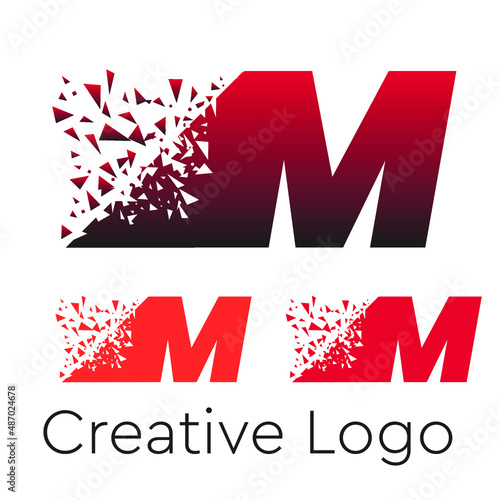 This an abstract colorful Pixel letter M Vector logo for Business Company, Brand Logo, abstract colorful illustration