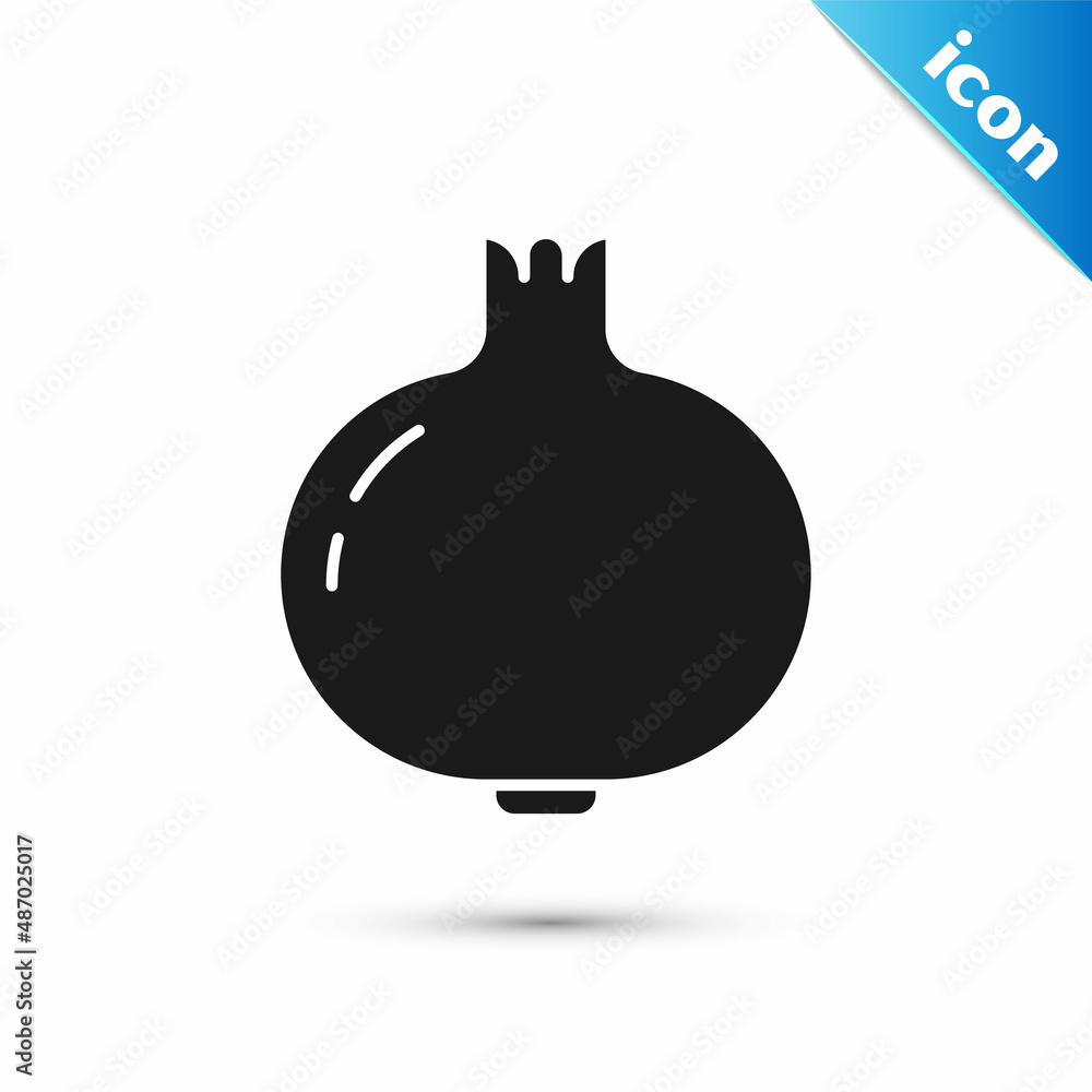 Grey Pomegranate icon isolated on white background. Garnet fruit. Vector Grey Pomegranate icon isolated on white background. Garnet fruit. Vector