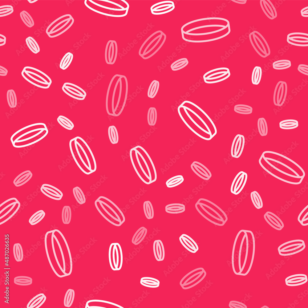 White line Wedding ring icon isolated seamless pattern on red background. Bride and groom jewelry sign. Marriage symbol. Diamond ring. Vector White line Wedding ring icon isolated seamless pattern on red background. Bride and groom jewelry sign. Marriage symbol. Diamond ring. Vector