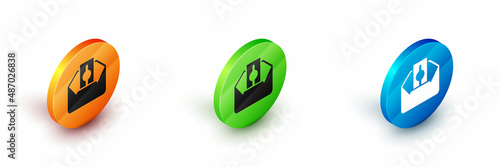 Isometric Donate or pay your zakat as muslim obligatory icon isolated on white background. Muslim charity or alms in ramadan kareem before eid al-fir. Circle button. Vector