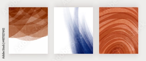 Watercolor wall art prints with blue and brown splashes