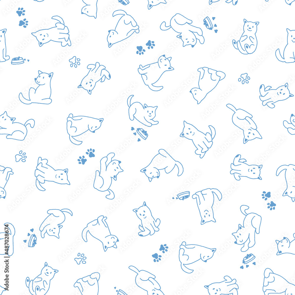 Seamless pattern with cute dog illustrations, Seamless pattern with cute dog illustrations,