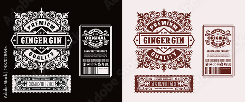 Template decorative label for ginger gin