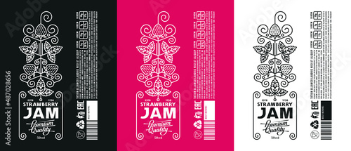Template decorative label for strawberry jam