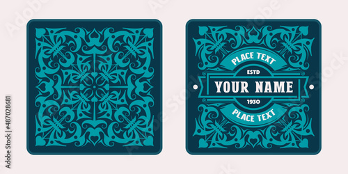 Template decorative label, coaster and tag for alcohol drink