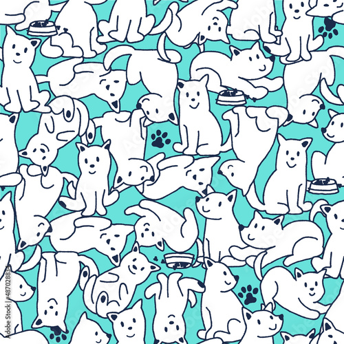 Seamless pattern with cute dog illustrations,