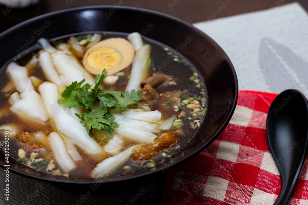 boiled Chinese pasta square, Rolled Rice Noodles or Noodle and Kuayjub Shop. what we call in thai boiled Chinese pasta square, Rolled Rice Noodles or Noodle and Kuayjub Shop. what we call in thai
