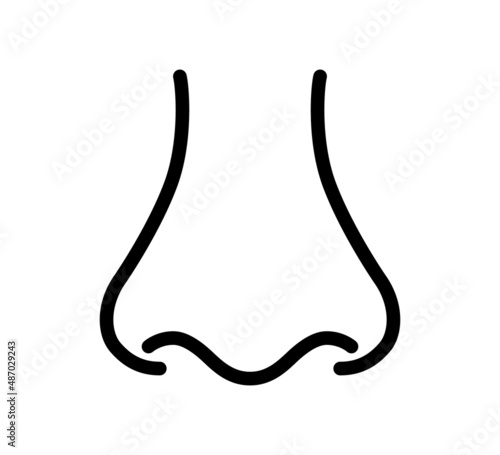 Nose icon. Nose front view. Human organ of smell icon. Vector illustration in line style on white background. Editable stroke.