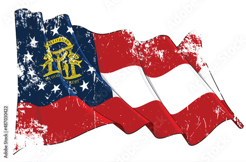 Textured Grunge Waving Flag of the State of Georgia