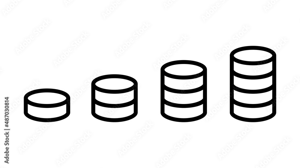 Money. Line icon vector. Payment system. Coin signs isolated on white background. Flat design style. Money. Line icon vector. Payment system. Coin signs isolated on white background. Flat design style.