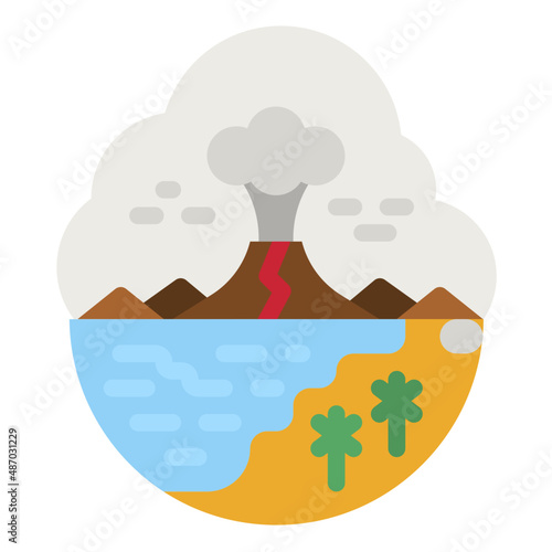 volcano flat icon