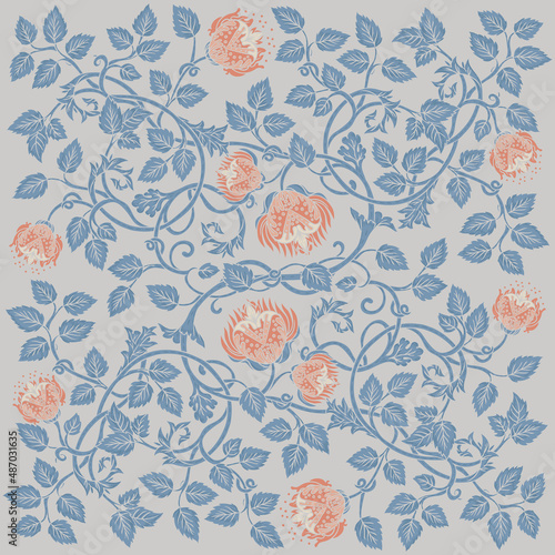 Floral vintage squared pattern for retro wallpapers. Enchanted Vintage Flower...