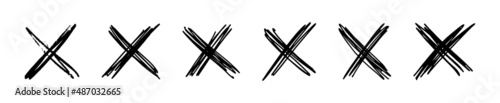 Fast scribble crosses. Simple drawn crossed out cancel signs. Vector illustration isolated on white background.