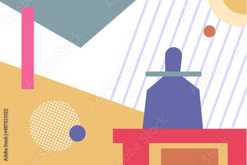 Abstract poster geometric shapes, color very peri cover. Vector