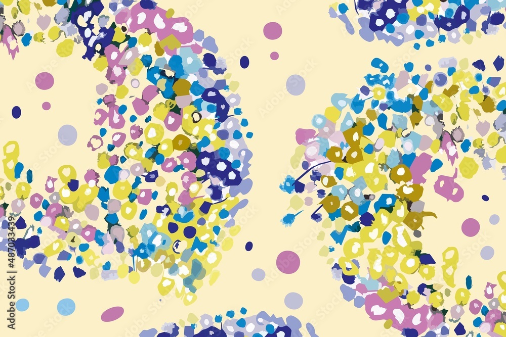 Gypsophila flowers in a bouquet and pattern. Vector objects.