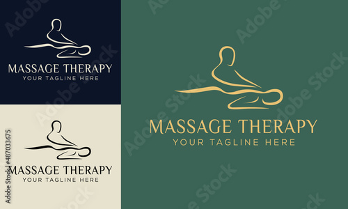 Set of Spa element Hand Drawn Logo with body and Leaves. Logo for spa and beauty salon, boutique, massage therapy, organic shop, relaxation, woman body, yoga, cosmetics store