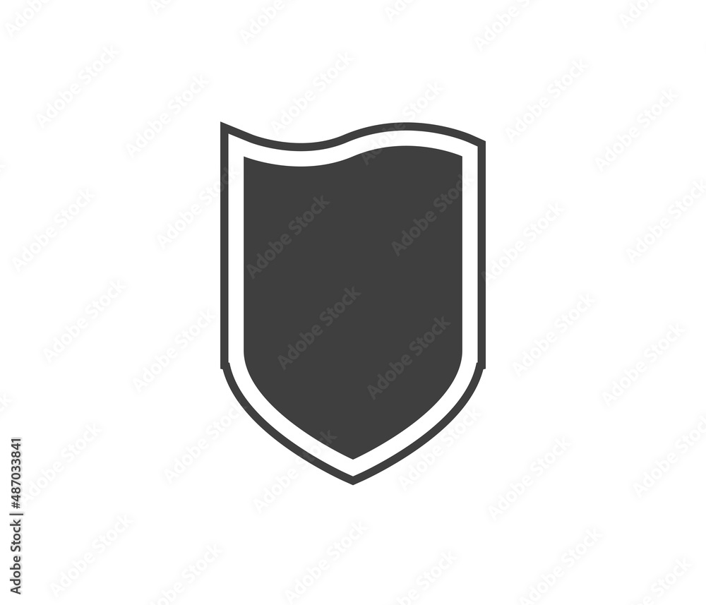 Shield black and white logo. Guarantee, insignia and guard symbol. Security vector icon Shield black and white logo. Guarantee, insignia and guard symbol. Security vector icon