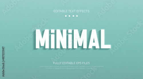 Minimal text vector effect. Simple cute pastel gradient background. Minimal text style editable font effect. 3d style text effect graphic with shadow decoration. Vector illustration