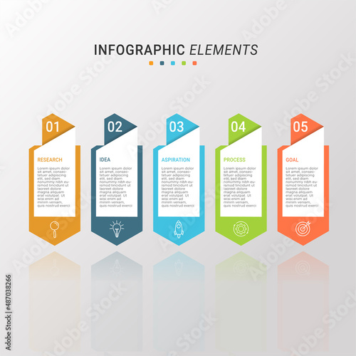 Infographic design with icons and 5 options or steps. Thin line vector. 