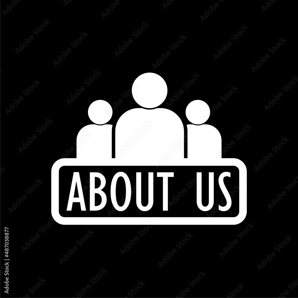 About us icon sign isolated on dark background About us icon sign isolated on dark background