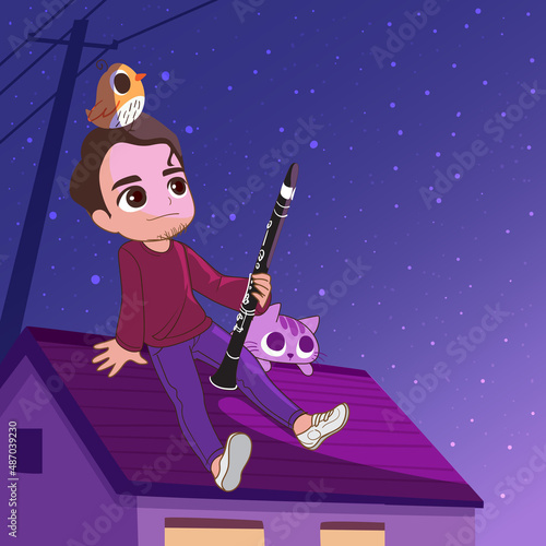 illustration of a man with a clarinet