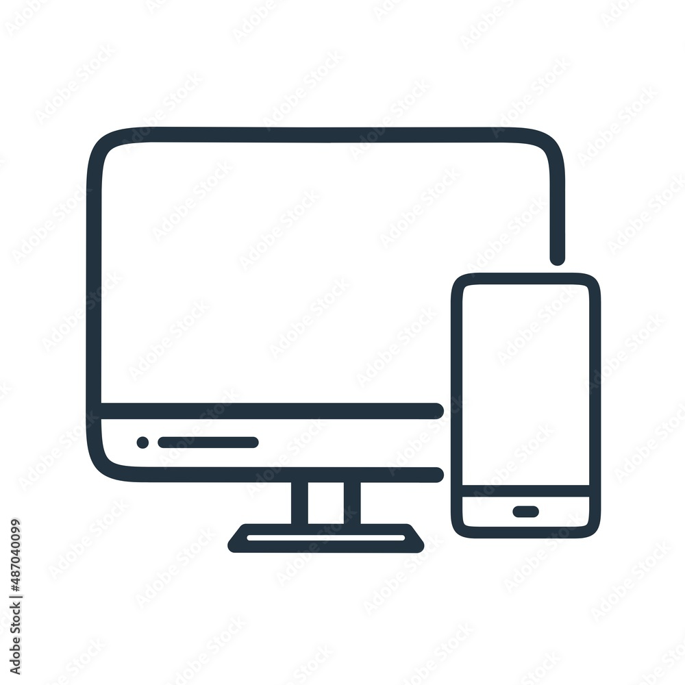 Monitor and cellular icons. Vector symbol device isolated on a white background. Monitor and cellular icons. Vector symbol device isolated on a white background.