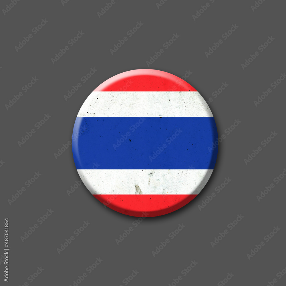 Thailand flag. Round badge. Isolated on a gray background. 3D illustration. Signs and Symbols. Thailand flag. Round badge. Isolated on a gray background. 3D illustration. Signs and Symbols.